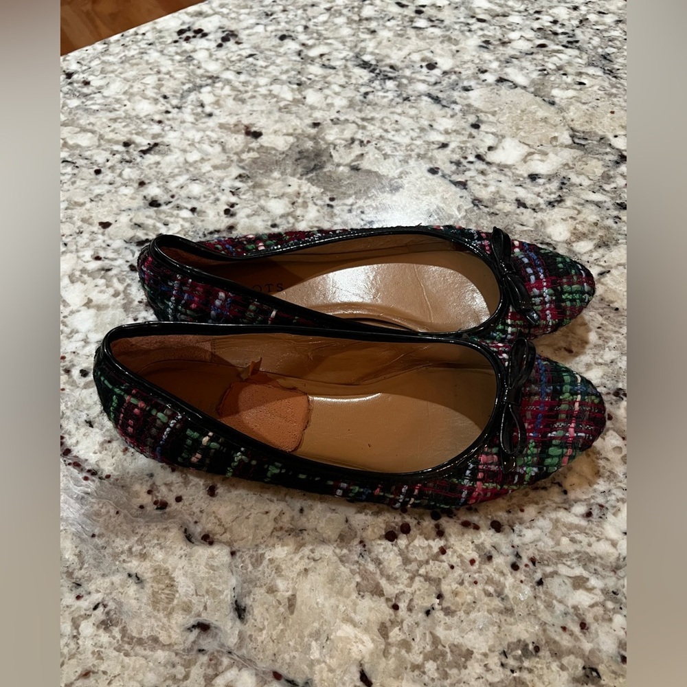 Talbots Women's Tartan Plaid Ballet Flats Woven Multi Color Yarn Bow Size 9.5 - Picture 2 of 9
